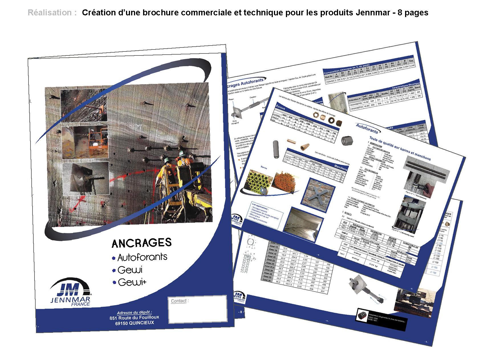 Création d’une brochure commerciale et technique pour les produits Jennmar - 8 pages